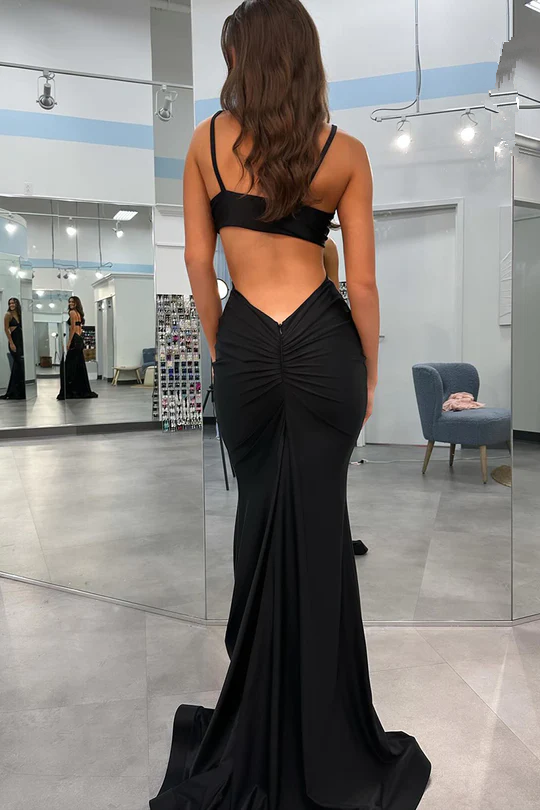 Simple Black Newest 2024 Long Prom Dresses, Sexy Mermaid Evening Party Prom Dresses