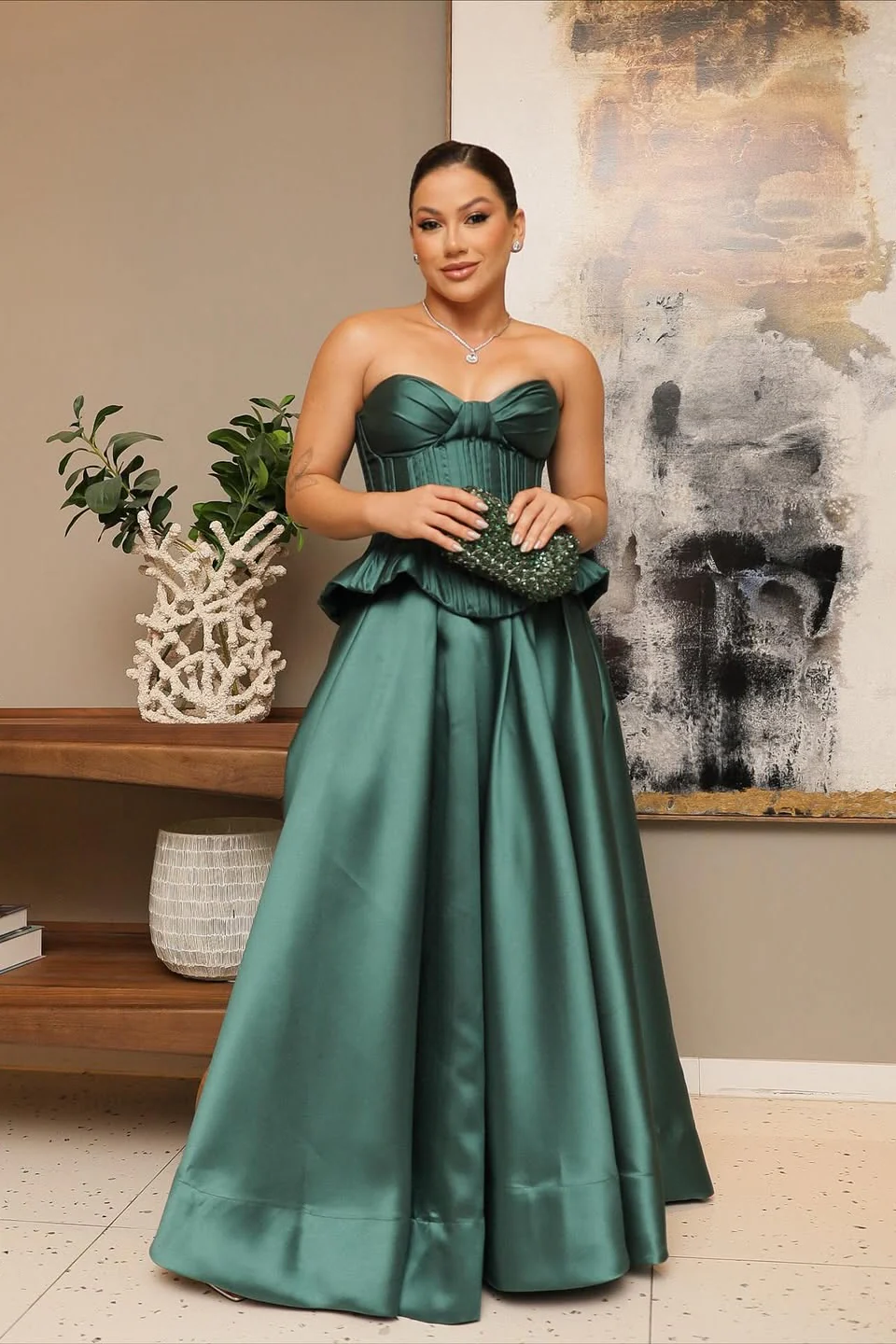 Sweetheart Newest Long Prom Dresses, Luxury 2026 Prom Dresses, Strapless Satin A-Line Prom Dresses