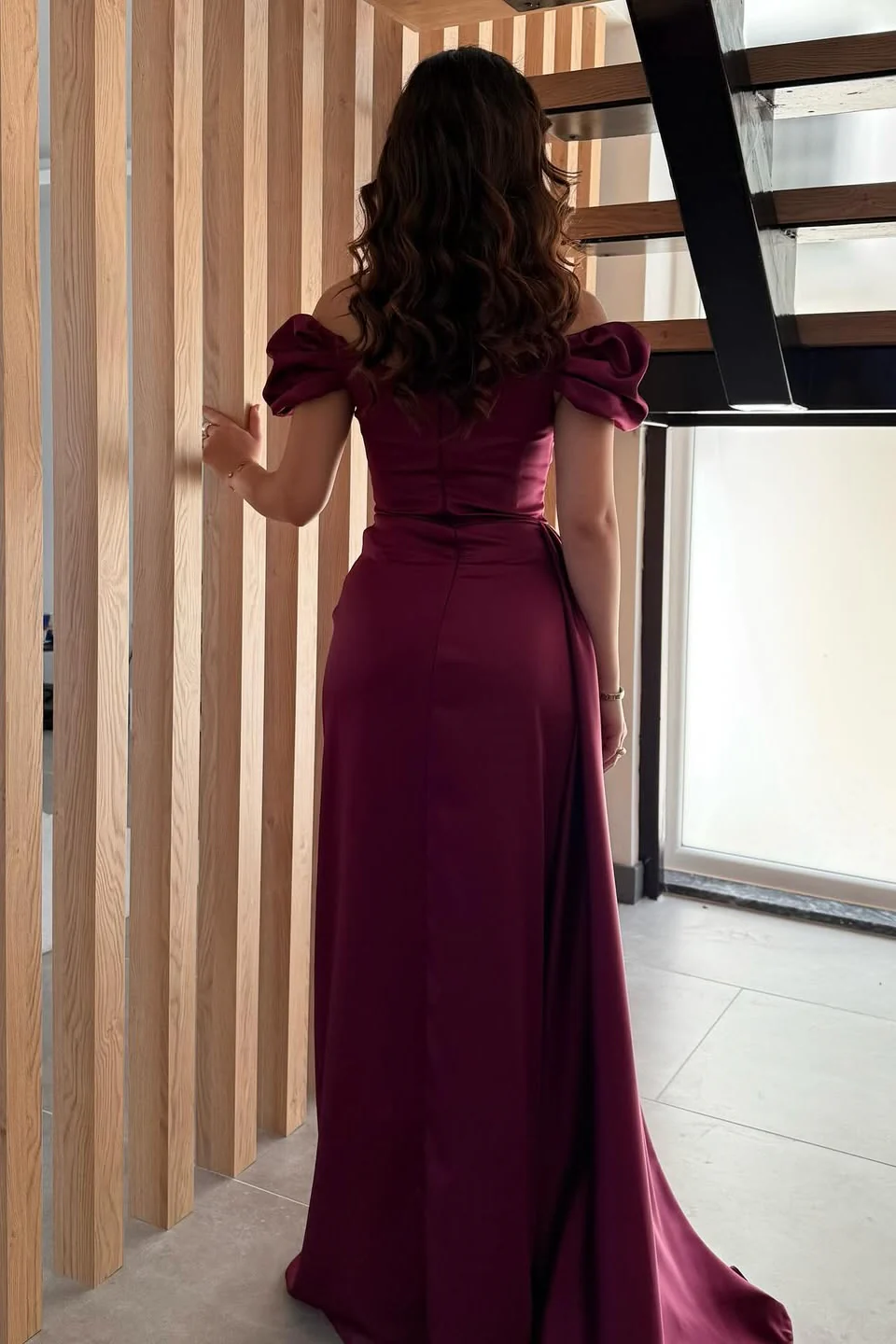 Gorgeous Sleeveless Satin Newest Prom Dresses, High Split Off Shoulder 2026 Long Prom Dresses