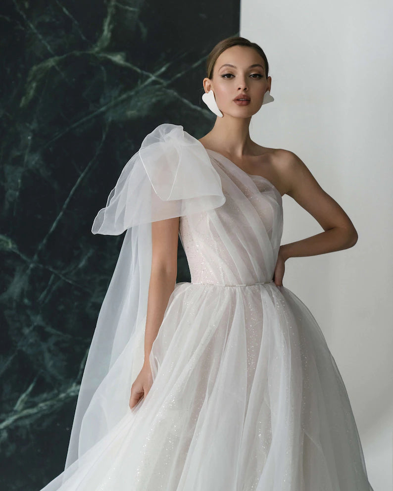 One Shoulder A-line Bridal Gowns, Sequins Couture Dresses, Newest 2023 Wedding Dresses