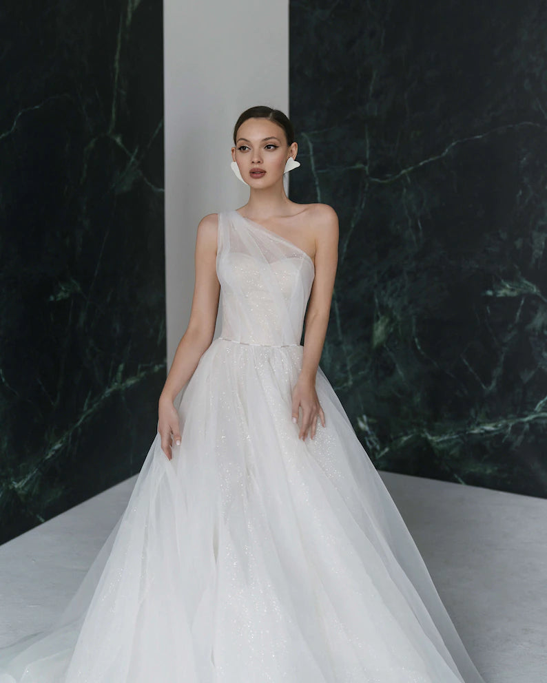 One Shoulder A-line Bridal Gowns, Sequins Couture Dresses, Newest 2023 Wedding Dresses