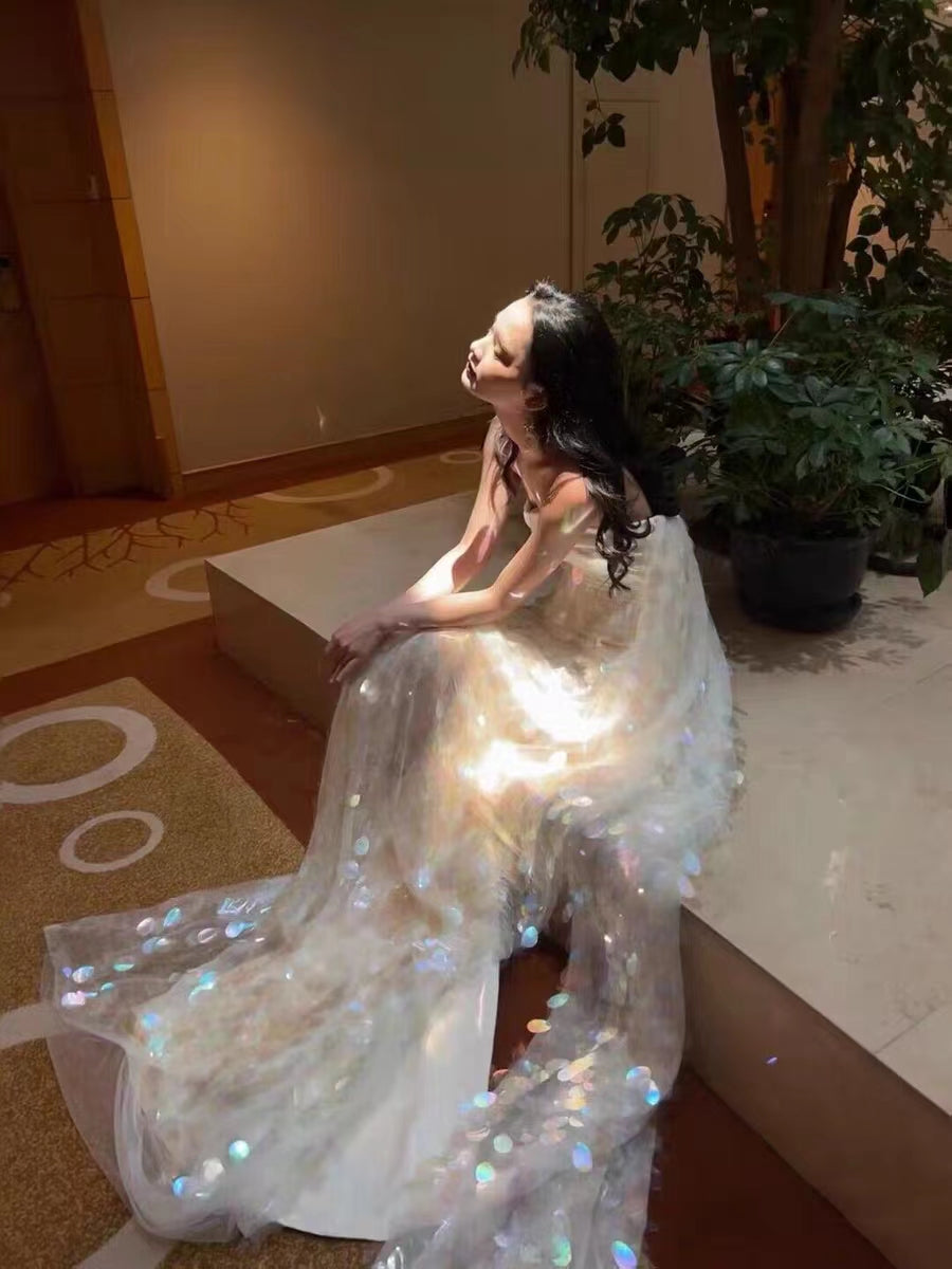 Strapless Shiny Sequin Mermaid Prom Dresses, Mermaidcore Long Prom Dresses, Newest Prom Dresses