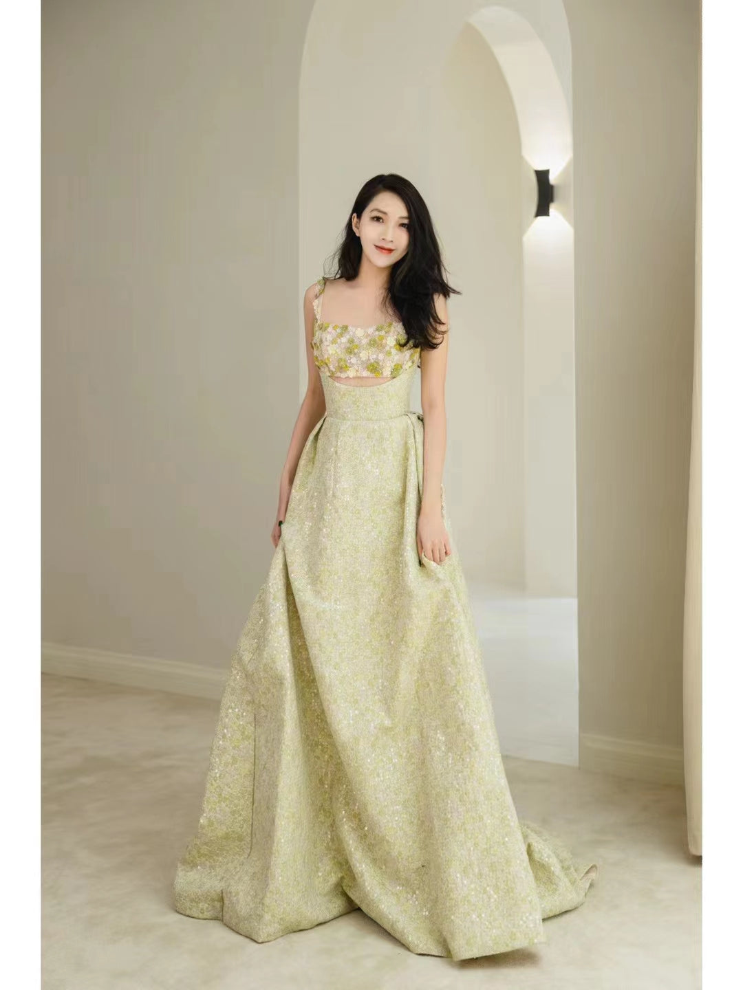 Sweetheart Green Floral Embroidery Prom Dresses, Elegant Newest Prom Dresses