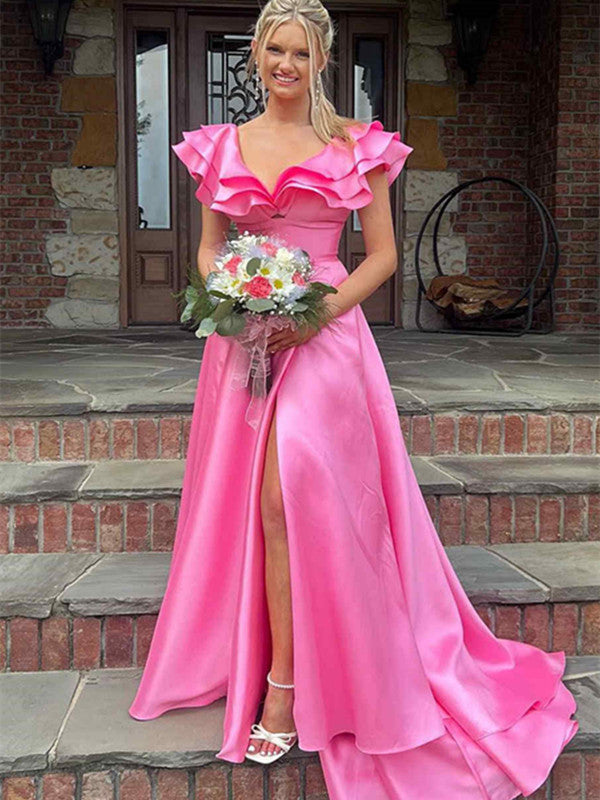 A-line Popular Wedding Guest Dresses, Newest 2024 Long Prom Dresses, Fashion Bridesmaid Dresses