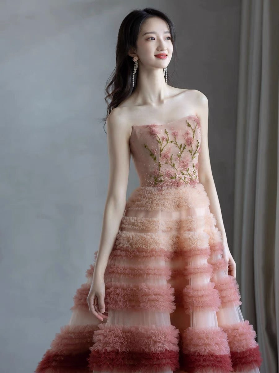 Beaded Floral Bridal Gowns, Newest 2024 Long Prom Dresses, A-line Elegant Wedding Dresses