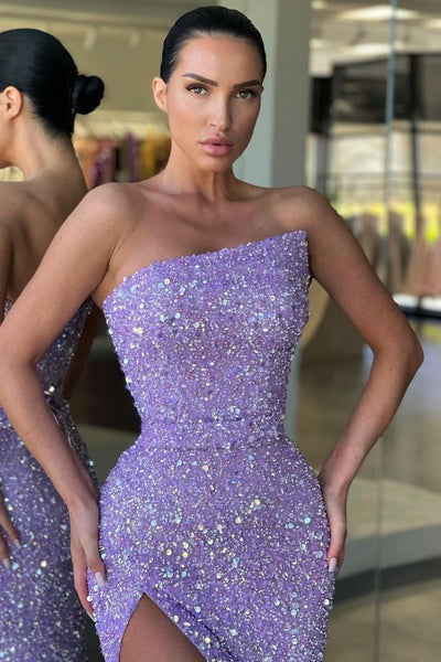 Sequins Newest 2024 Long Prom Dresses, Fashion Strapless Wedding Party Guest Prom Dresses
