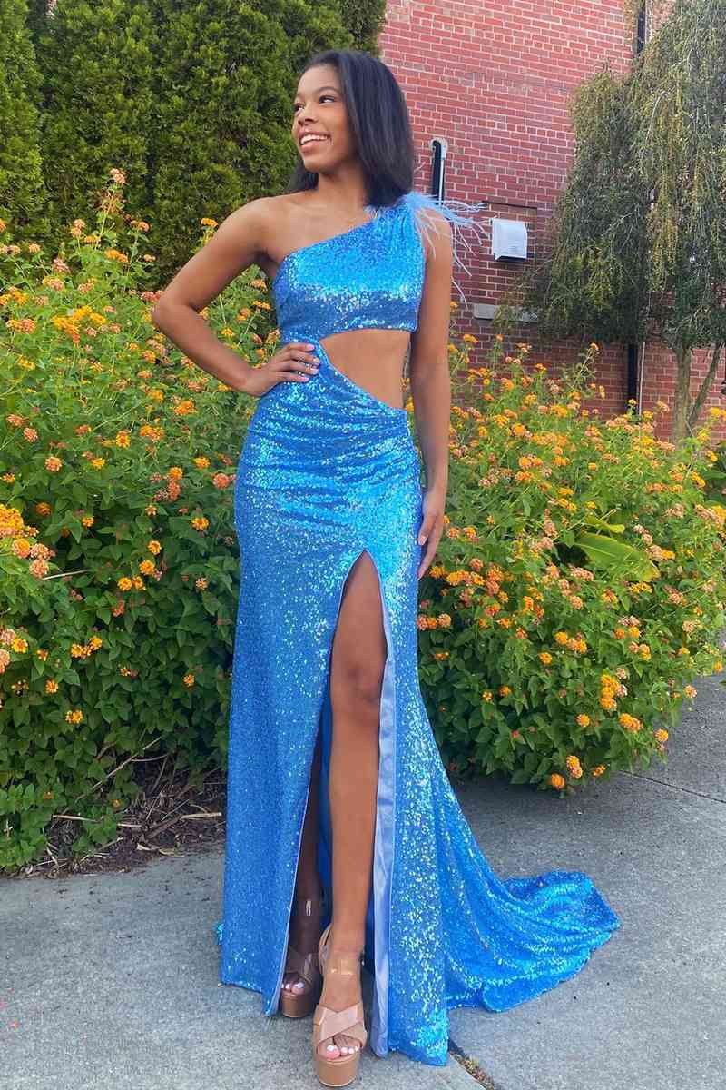 One Shoulder Sequins Bridesmaid Dresses, Newest Long Prom Dresses, Mermaid Party Prom Dresses