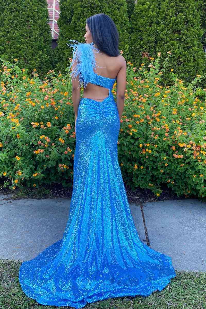 One Shoulder Sequins Bridesmaid Dresses, Newest Long Prom Dresses, Mermaid Party Prom Dresses