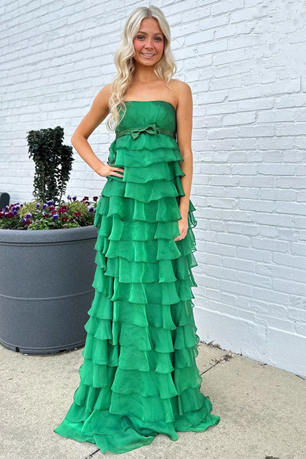 Strapless A-line Wedding Guest Dresses, Newest 2024 Long Prom Dresses, Girl Party Prom Dresses