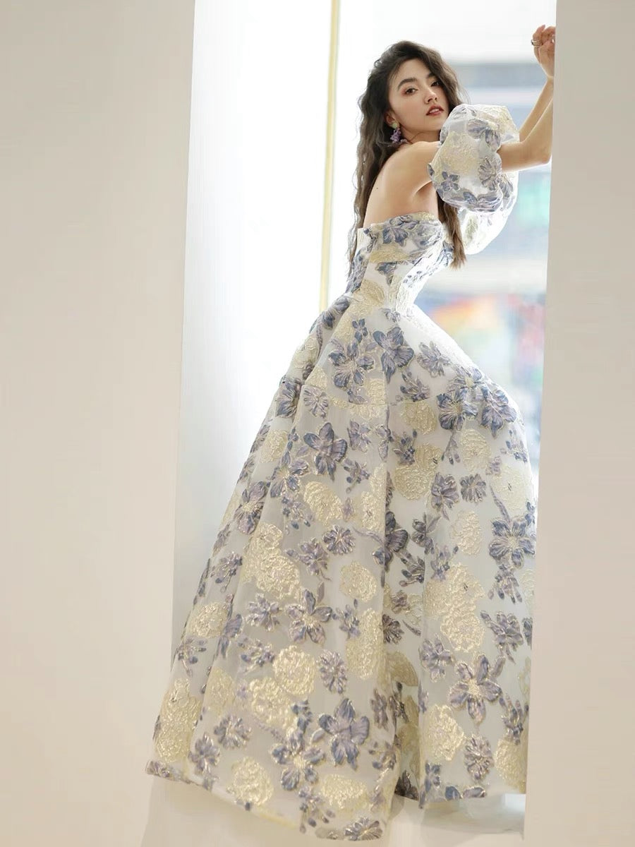 A-line Popular Bridal Gowns, Elegant Floral Wedding Dresses, Newest 2024 Long Prom Dresses