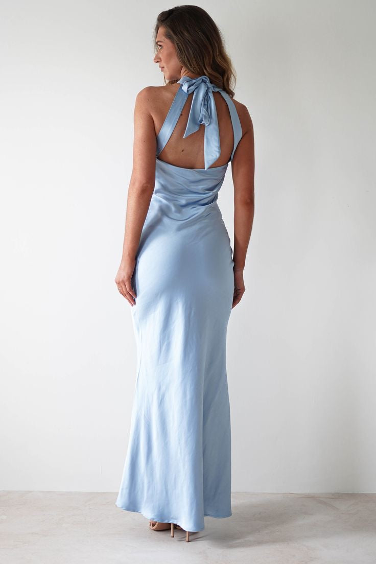 Simple Newest Long Prom Dresses, Halter Bridesmaid Dresses, Evening Party Prom Dresses