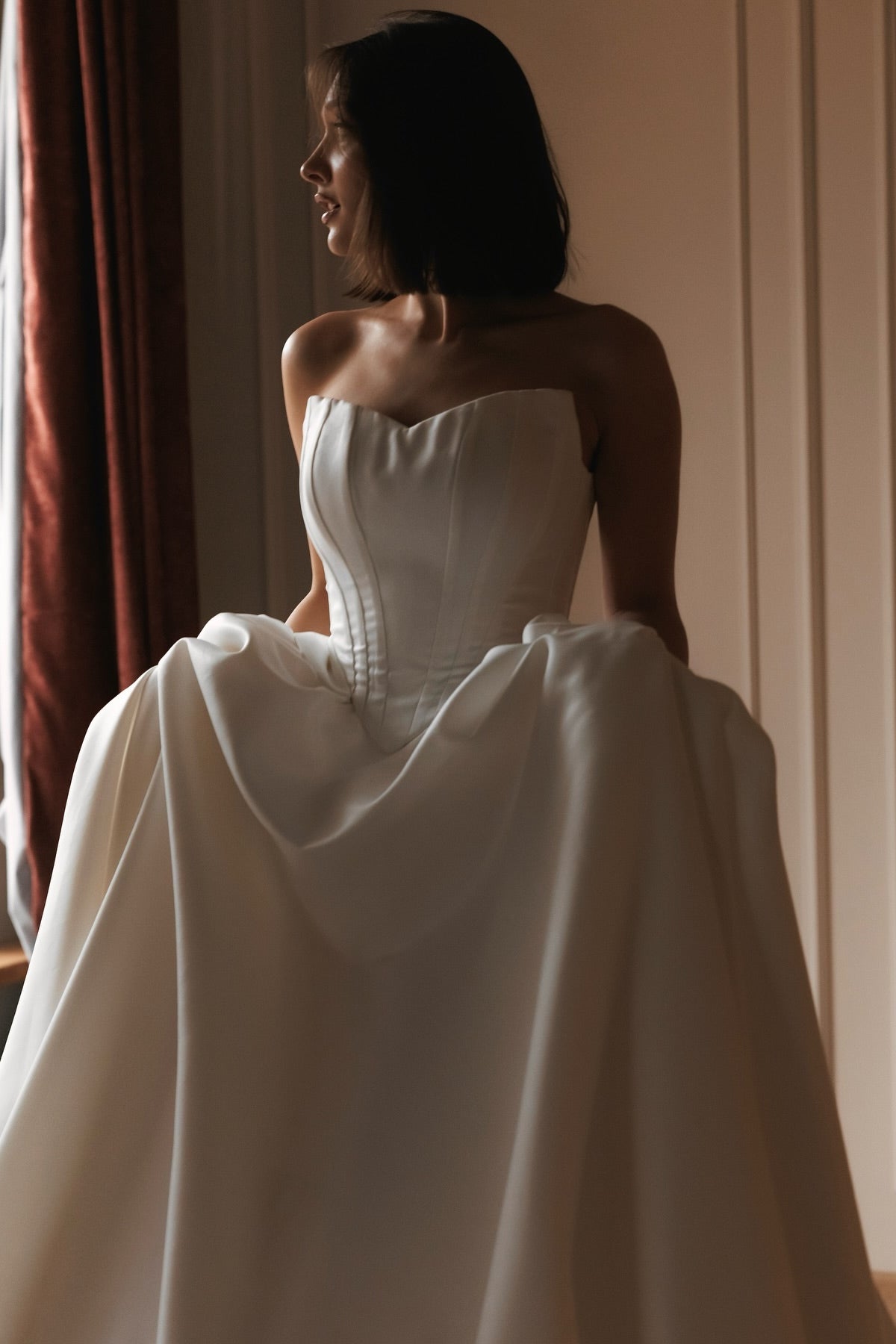 Classic Corset A-line Satin Wedding Dresses, Newest Wedding Dresses, Bridal Gown