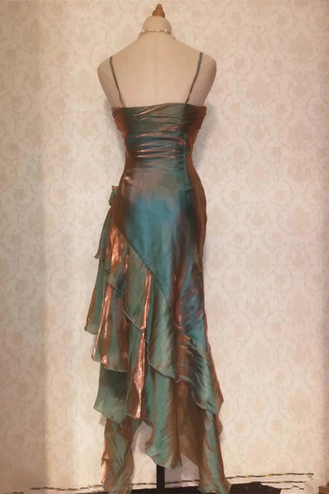Spaghetti Mermaid Party Dresses, Shimmering Midi Dresses, Vocation Dresses