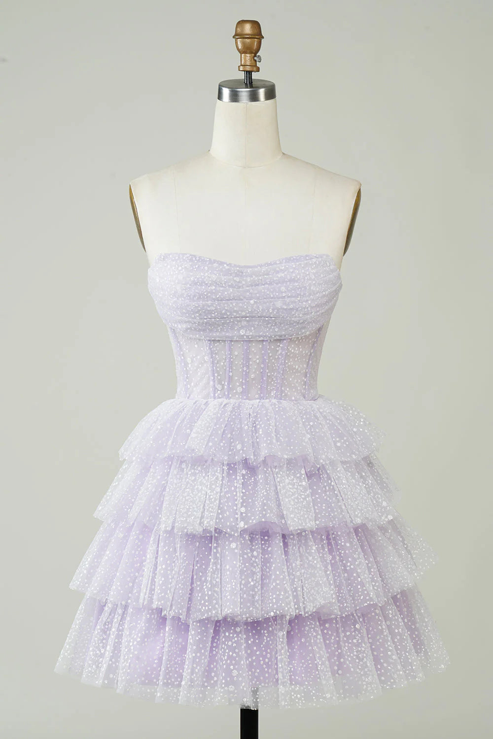 Sparkle Purple Puffy Cake Mini Dresses, Cute Homecoming Dresses, Short Prom Dresses