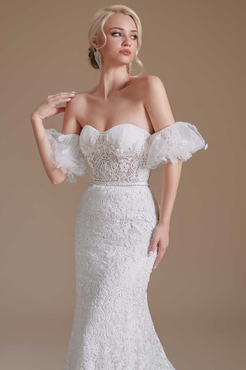 Strapless Sweetheart Wedding Dresses, Mermaid Lace Bridal Gowns, Newest Wedding Dresses