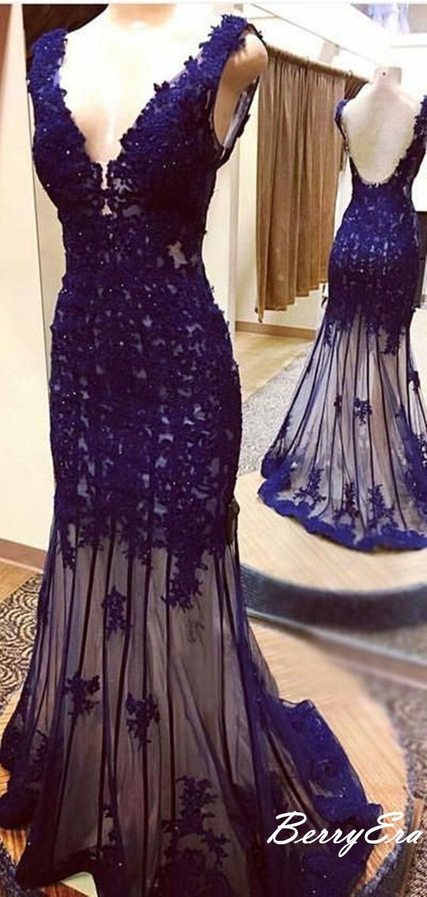 Mermaid Lace Sexy Long Prom Dresses, Modest Popular Prom Dresses, Prom Dresses