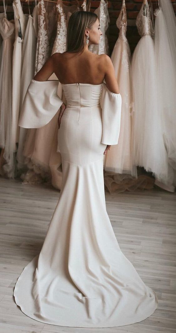 Off Shoulder Wedding Dresses, Simple Wedding Dresses, Unique Bridal Gowns