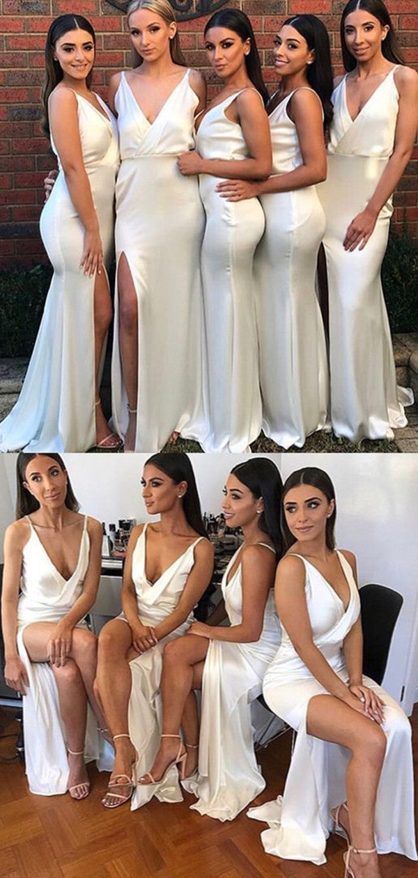 V-neck Simple Bridesmaid Dresses, Mermaid Wedding Guest Dresses, 2020 Bridesmaid Dresses