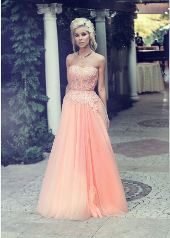 Sweet Pink Color Elegant Prom Dress, Long A-line Prom Dress, Organza Prom Dress