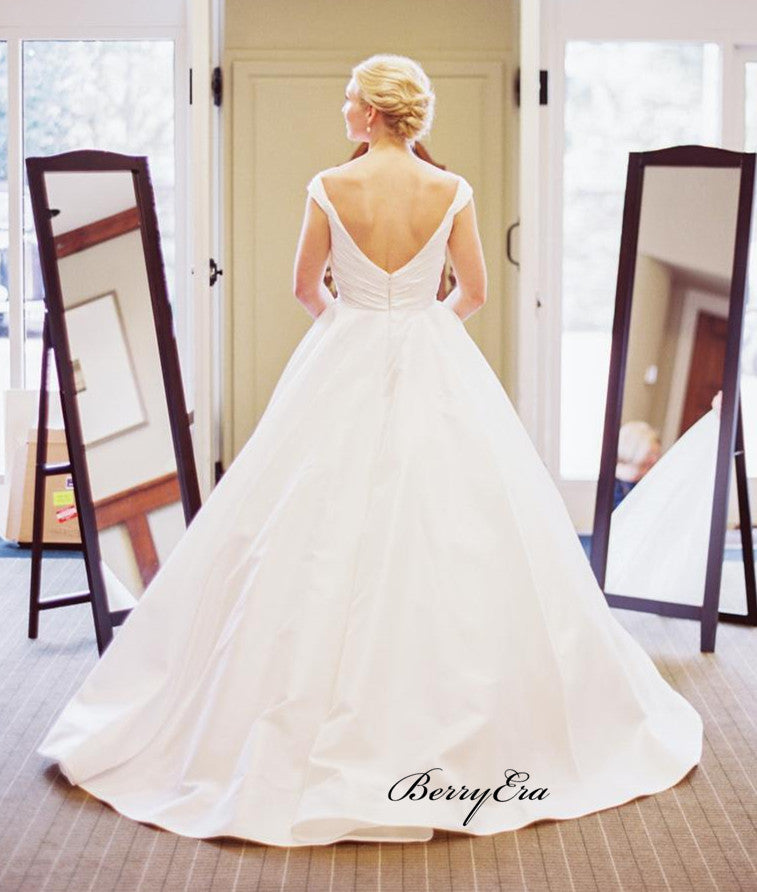 A-line Off The Shoulder Wedding Dresses, Newest Wedding Dresses, Bridal Gown