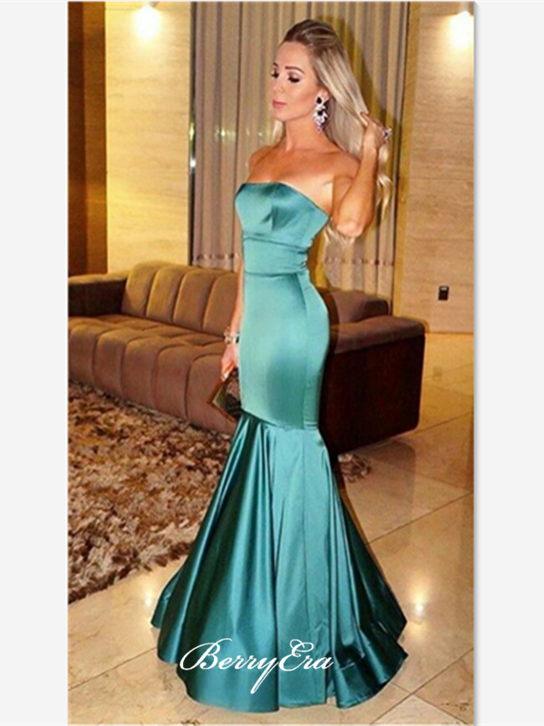 Fashion Strapless Stain Prom Dresses, Modest Party Prom Dresses