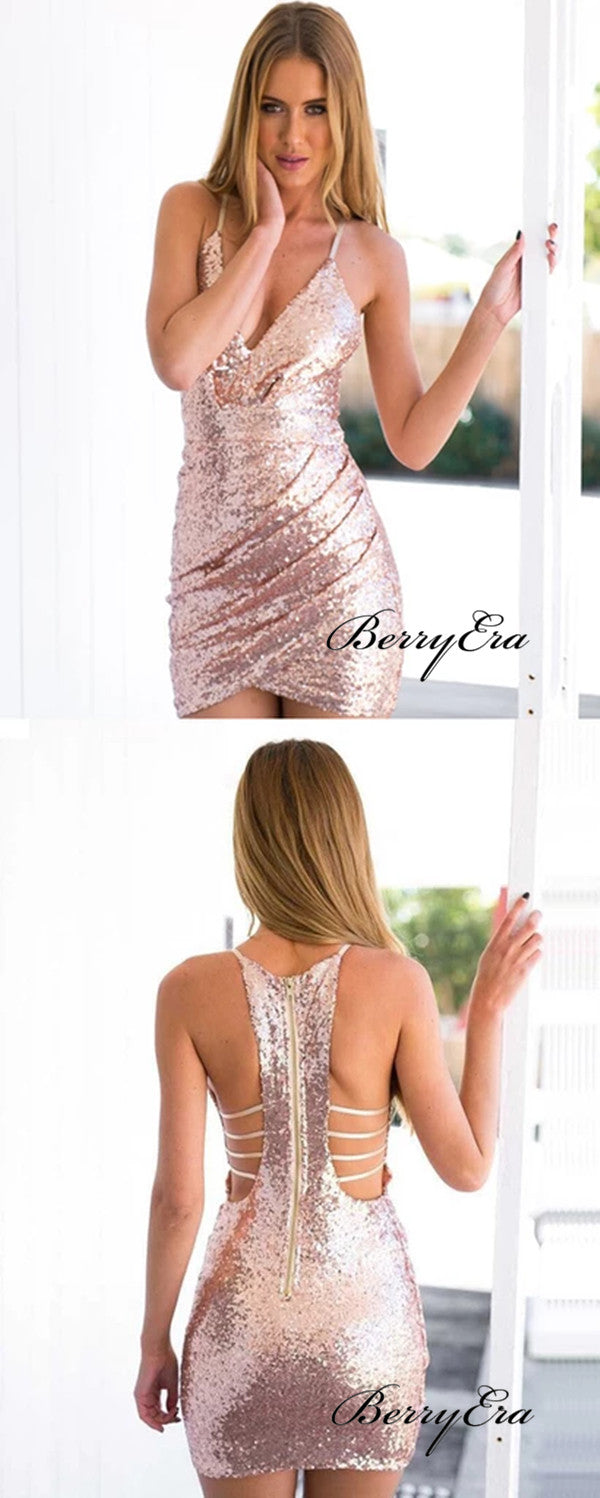 Mermaid Sequins Homecoming Dresses, Sexy Home Party Short Prom Dresses