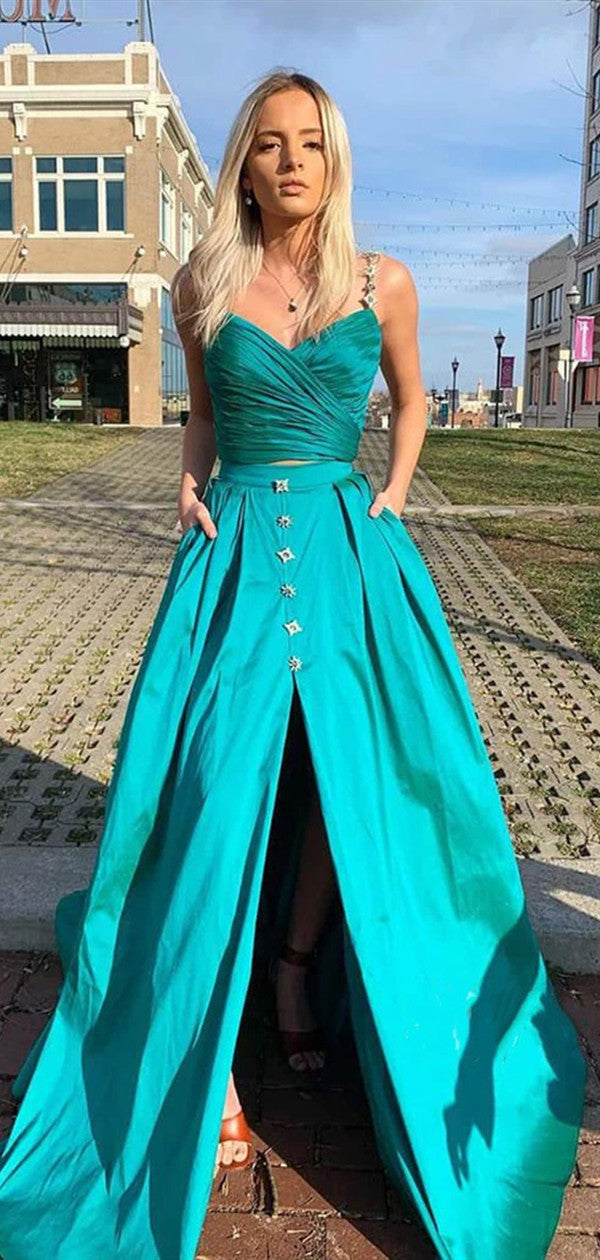 Evening Party Long Prom Dresses, 2020 Prom Dresses, Two Pieces Prom Dresses