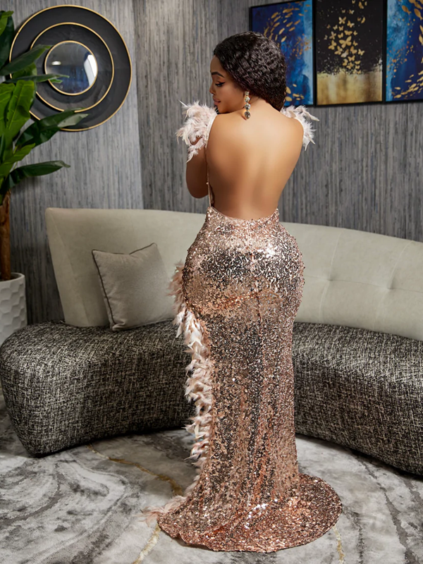 Open Back Mermaid Prom Dresses, Fashion Sequins Party Drresses, Sexy 2023 Newest Prom Dresses