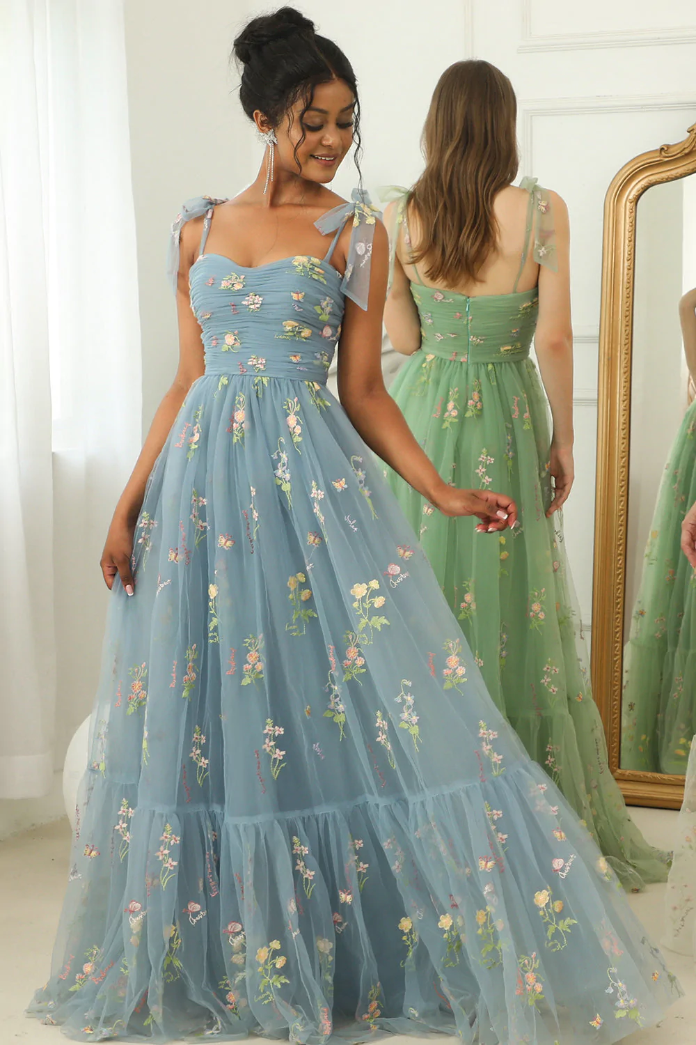 Embroidery Long Prom Dress， Newest A-line 2023 Prom Dresses, Girl Graduation Party Dresses