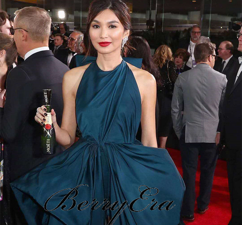 Gemma Chan 76th Golden Globe Awards Dark Teal Gown, Affordable Long Prom Dresses