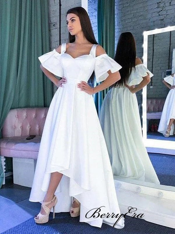 White Color Long A-line Prom Dresses, School Evening Party Newest 2020 Prom Dresses