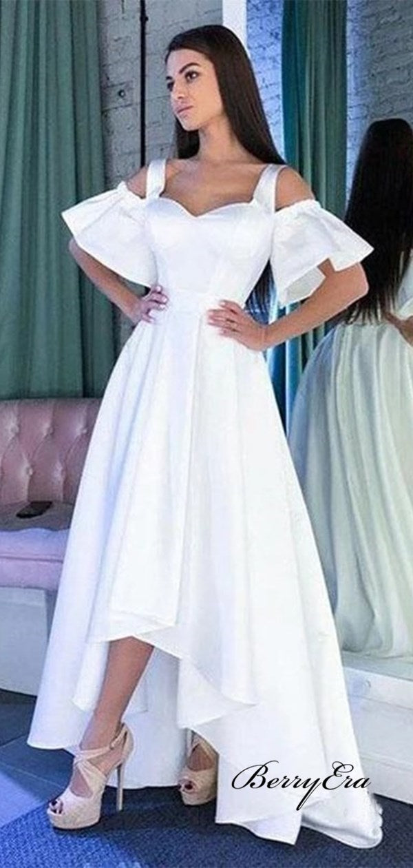 White Color Long A-line Prom Dresses, School Evening Party Newest 2020 Prom Dresses
