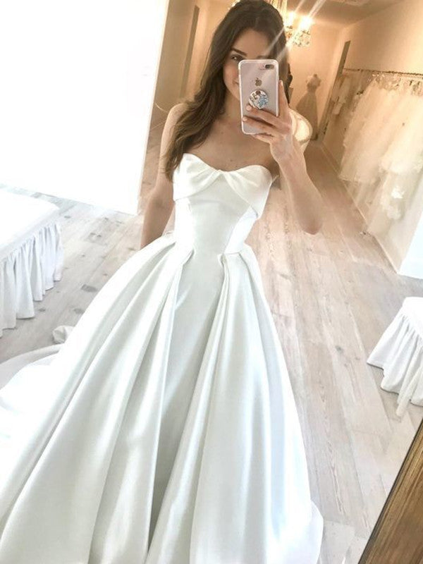 2020 Strapless Wedding Dresses, Simple A-line Wedding Dresses