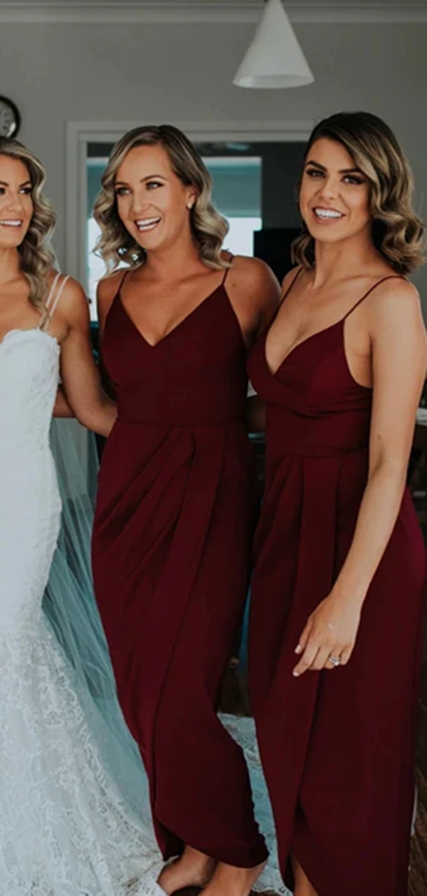V-neck Popular Bridesmaid Dresses, Simple 2020 Bridesmaid Dresses