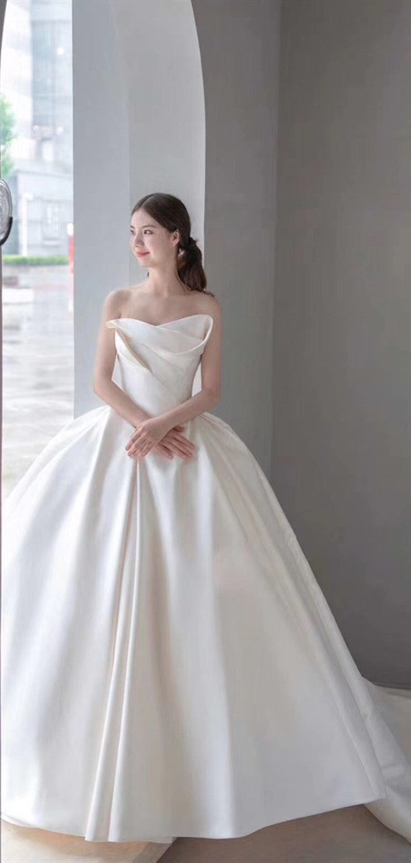 Strapless Popular Bridal Gowns, 2020 Newest Wedding Dresses, A-line Wedding Dresses