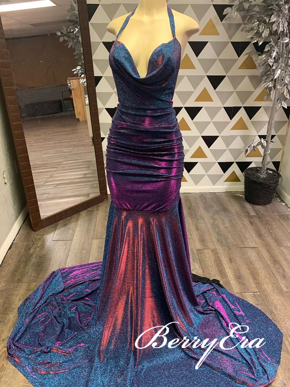 Sexy Long Mermaid Shemmering Fabric Long Prom Dresses, Shiny Prom Dresses, Prom Dresses