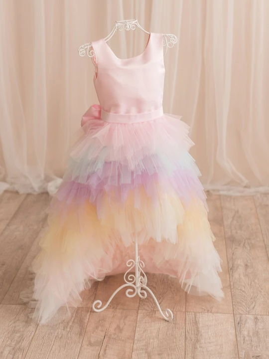 Round Neck Layers Tulle Flower Girl Dresses, Unicorn Flower Girl Dresses, Little Girl Dresses