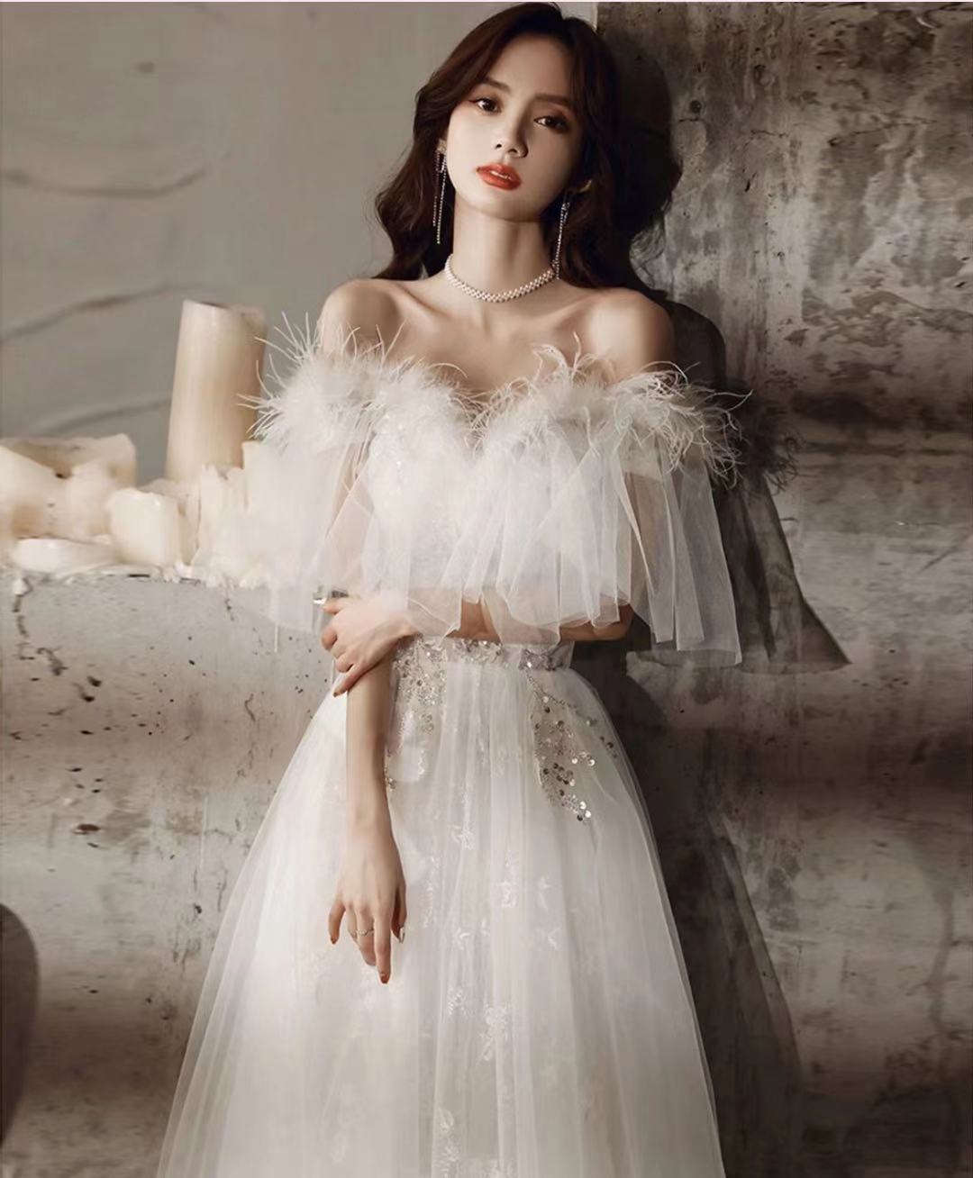 Elegant Lace Popular Wedding Dresses, Unique Off Shoulder 2021 Wedding Dresses, Prom Dresses