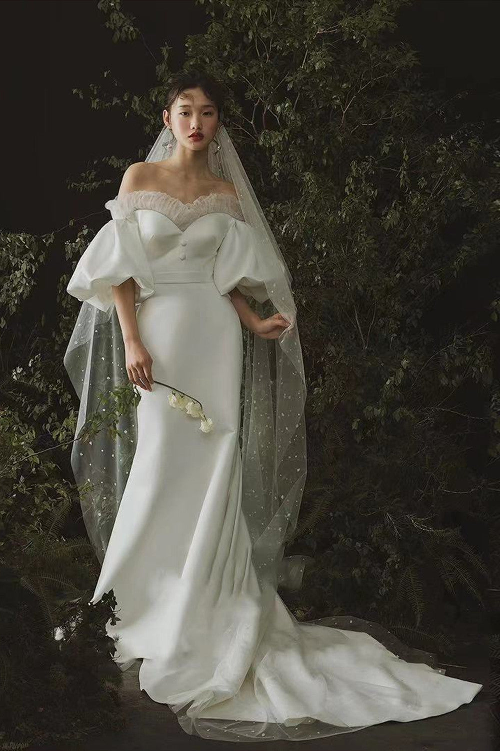 Off The Shoulder Satin Wedding Dresses, Fashion Simple Wedding Dresses, 2021 Bridal Gowns