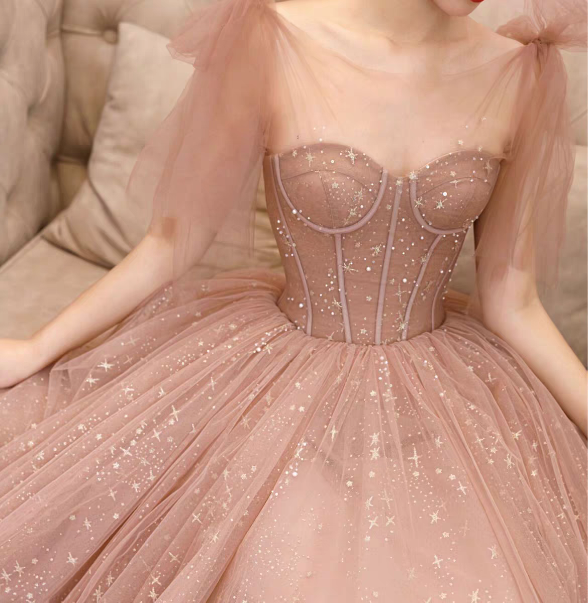 Gorgeous Sequin Tulle A-line Prom Dresses, 2021 Prom Dresses, Formal Dresses, Celebrity Dresses