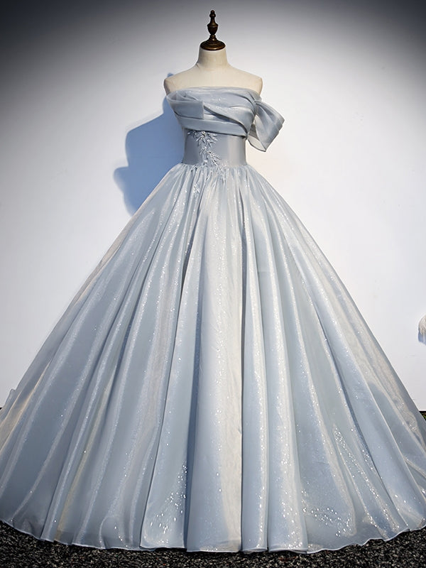 Strapless Ball Gown Shemmering Light Grey Prom Dresses, Newest Prom Dresses, Affordable Prom Dresses, 2021 Prom Dresses, UD120
