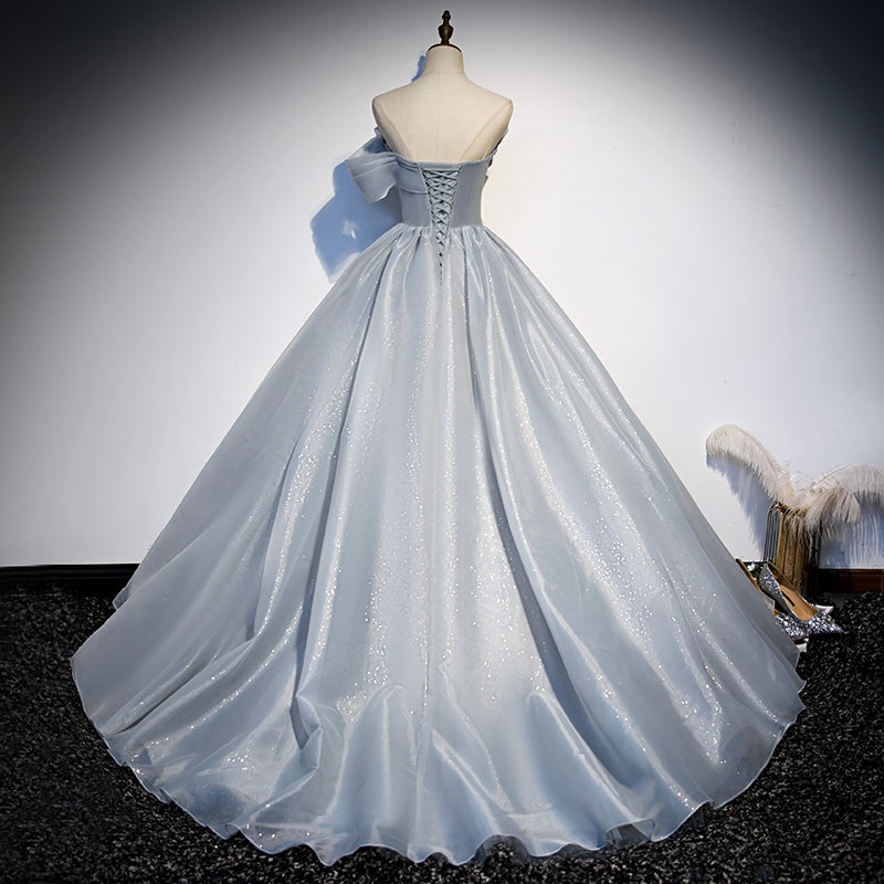 Strapless Ball Gown Shemmering Light Grey Prom Dresses, Newest Prom Dresses, Affordable Prom Dresses, 2021 Prom Dresses, UD120