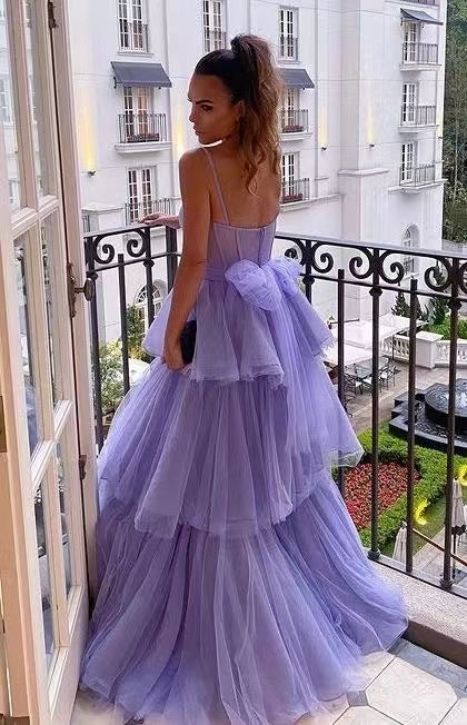 A-line Puffy Long Prom Dresses, Girl Graduation Party Dresses, Newest Purple 2022 Prom Dresses