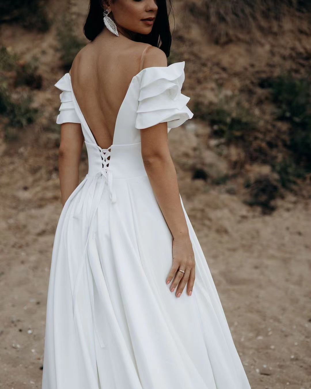 A-line off Shoulder Wedding Dresses, Popular Beach Wedding Dresses, 2022 Newest Bridal Gowns