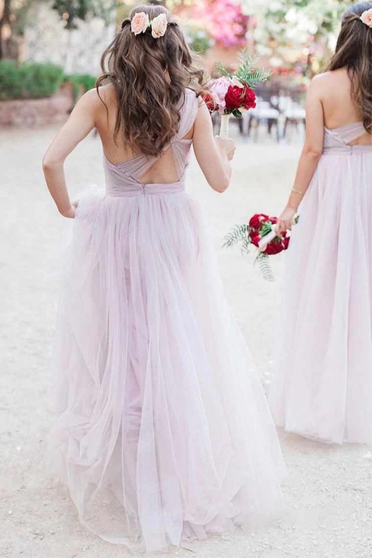 One Shoulder Tulle Bridesmaid Dresses, 2022 Popular Wedding Guest Dresses, A-line Bridesmaid Dresses