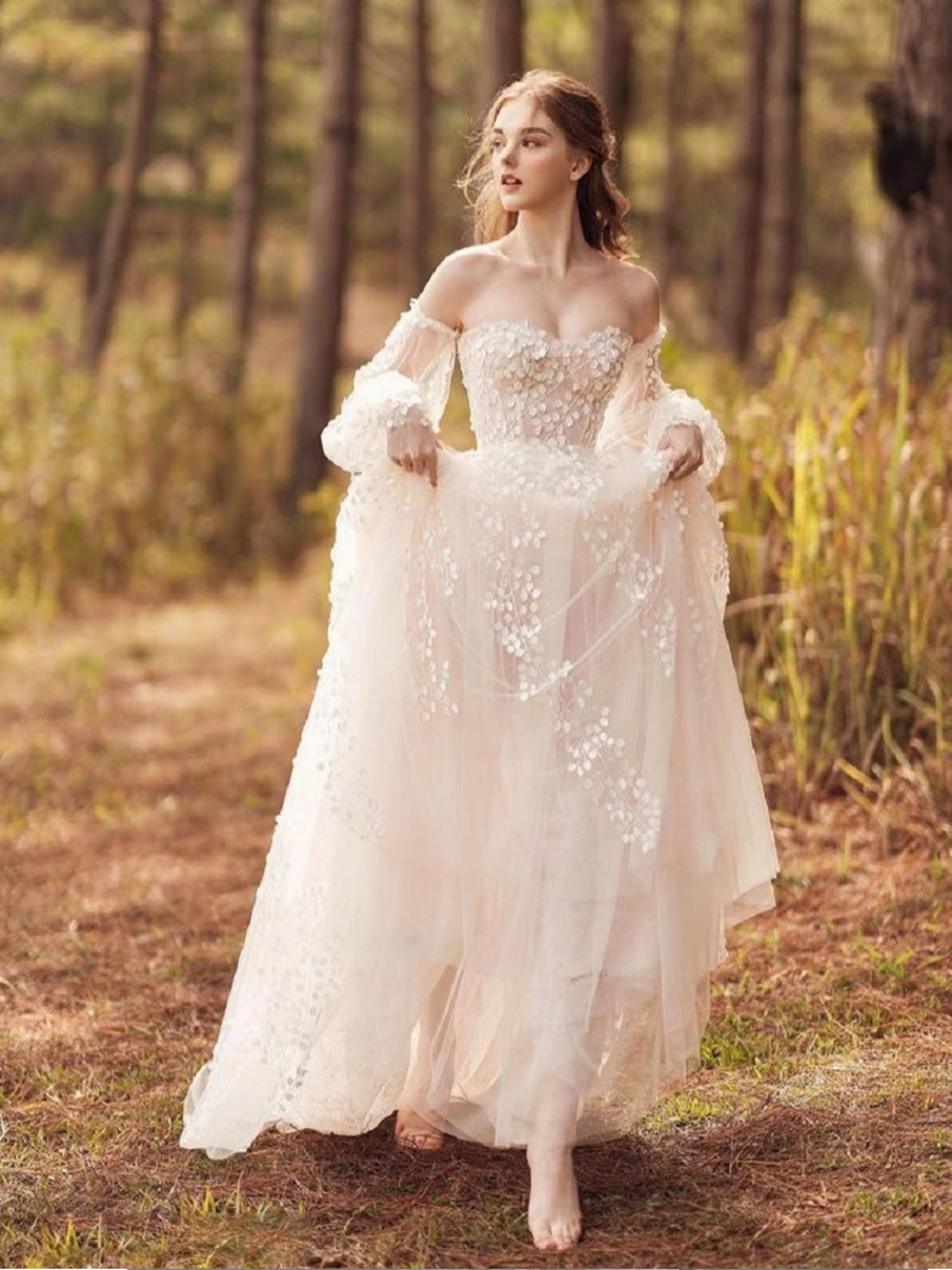 A-line Popular Lace Wedding Dresses, Elegant Wedding Bridal Gowns, Newest Quality Wedding Dresses