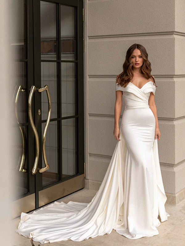Newest Off Shoulder Bridal Gowns, Detachable Popular Wedding Dresses, Mermaid Fashion Wedding Dresses
