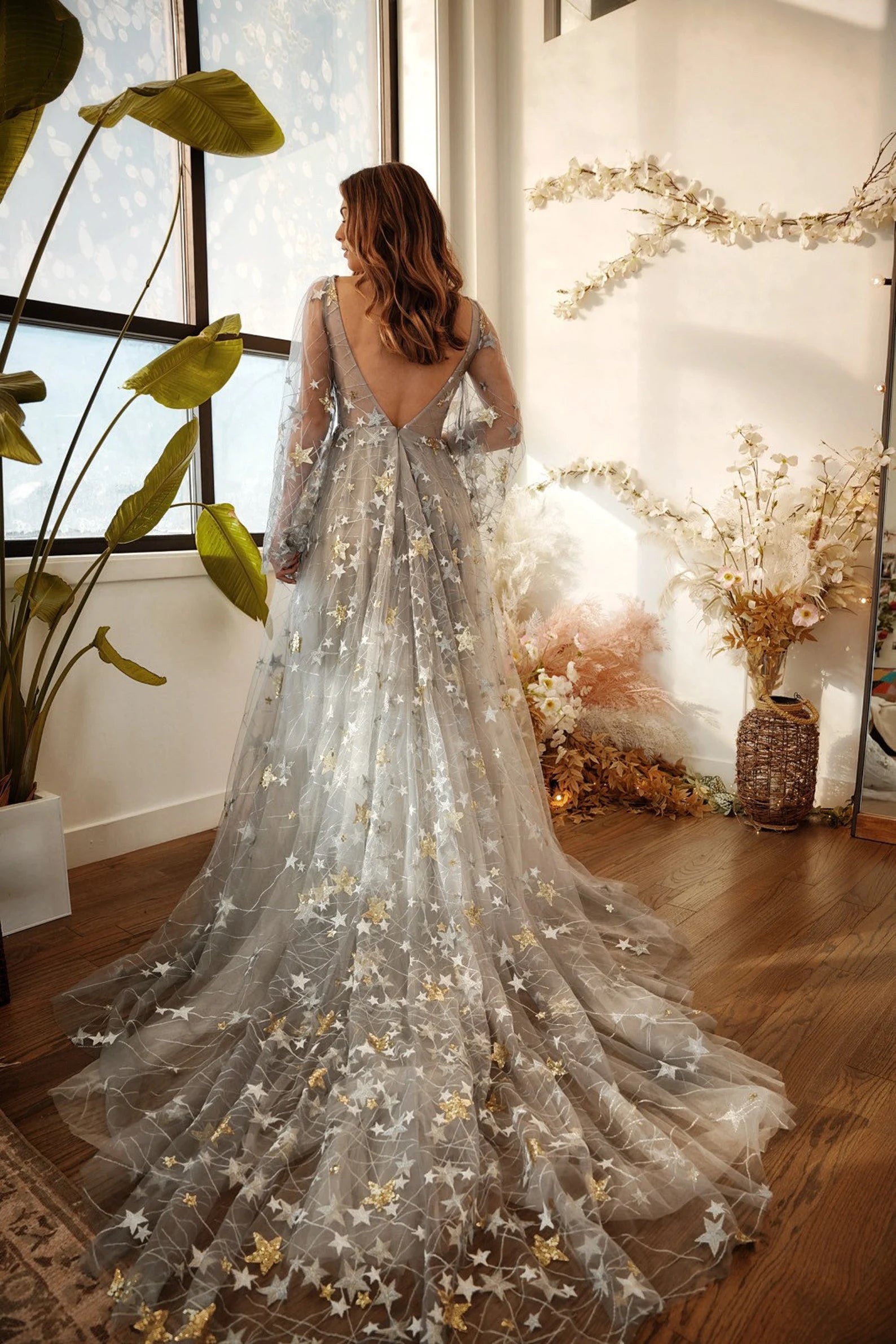 Deep V-neck Fashion Wedding Dresses, Popular Stars Design Long Prom Dresses, Newest Bridal Gowns
