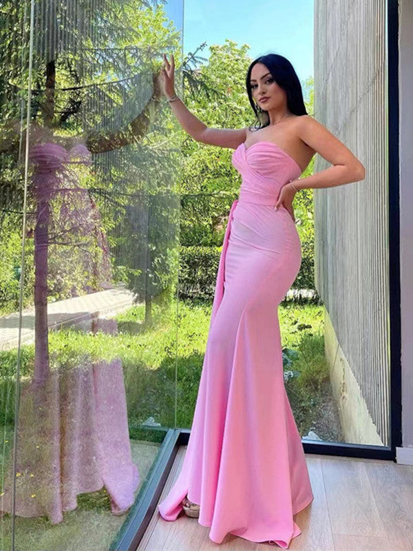 Sweetheart Strapless Long Prom Dresses, Lovely Mermaid 2023 Girl Prom Dresses, Newest Evening Party Dresses