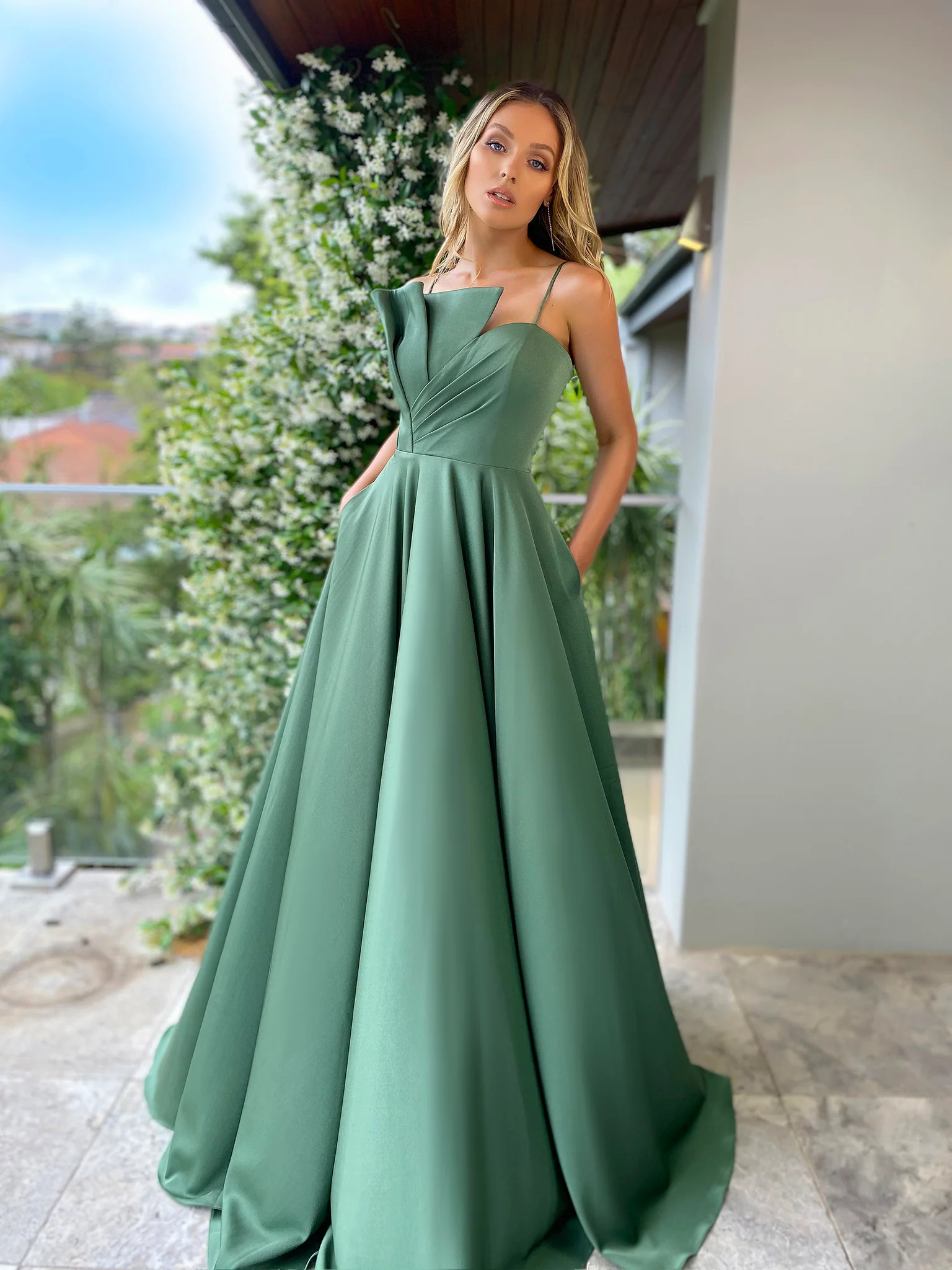 Spaghetti Straps A-line Satin Prom Dresses, Elegant Girl Party Dresses, Newest 2023 Long Prom Dresses